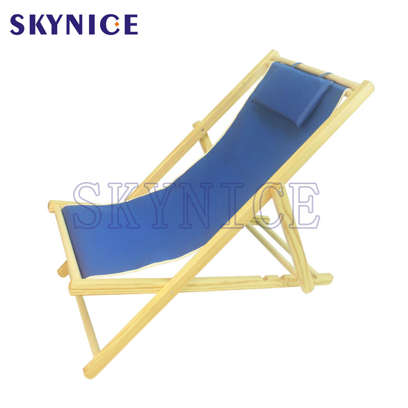 Verstelbare opvouwbare houten strandstoel