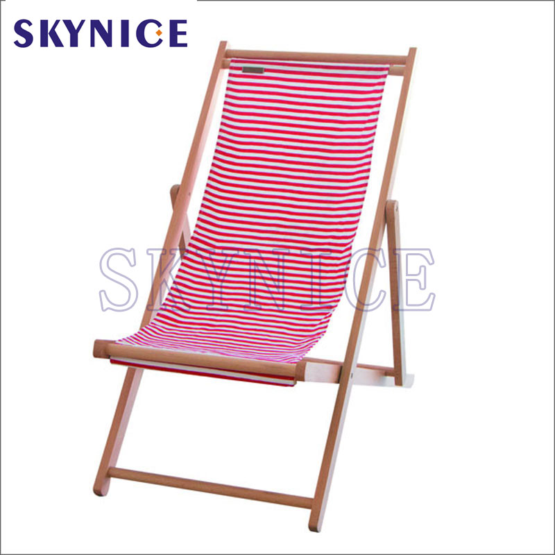 Outdoor opvouwbare houten sling strandstoel met streep